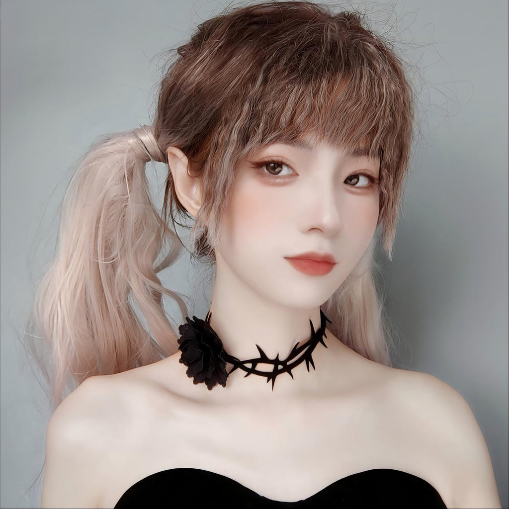 Halloween Black Thorn Vine Choker Necklace | Black Rose Lace Center Ultra Long Ribbon Tie Dark Romance Vampire Gothic Costume Jewelry
