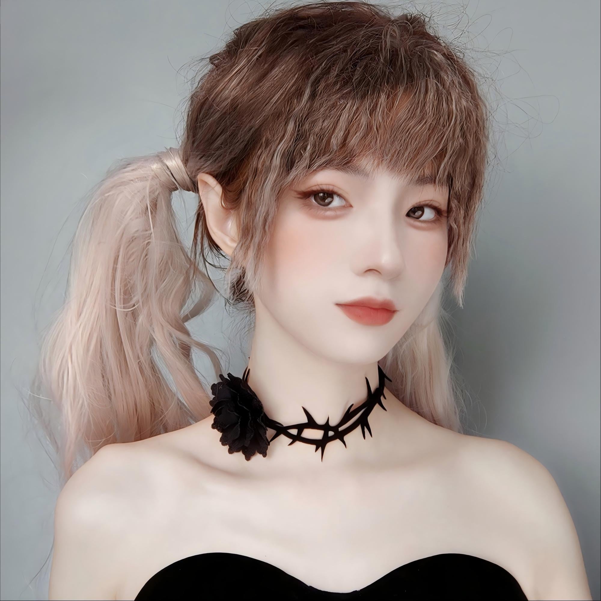 Halloween Black Thorn Vine Choker Necklace | Black Rose Lace Center Ultra Long Ribbon Tie Dark Romance Vampire Gothic Costume Jewelry