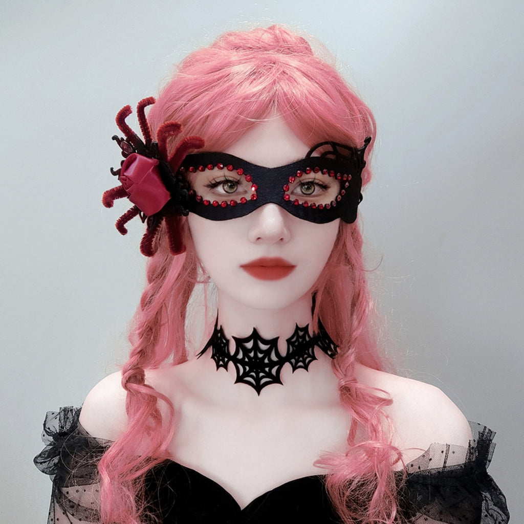 Halloween Gothic Black Spider Web Choker Necklace | Witch Spiderweb Dark Aesthetic Halloween Costume Jewelry