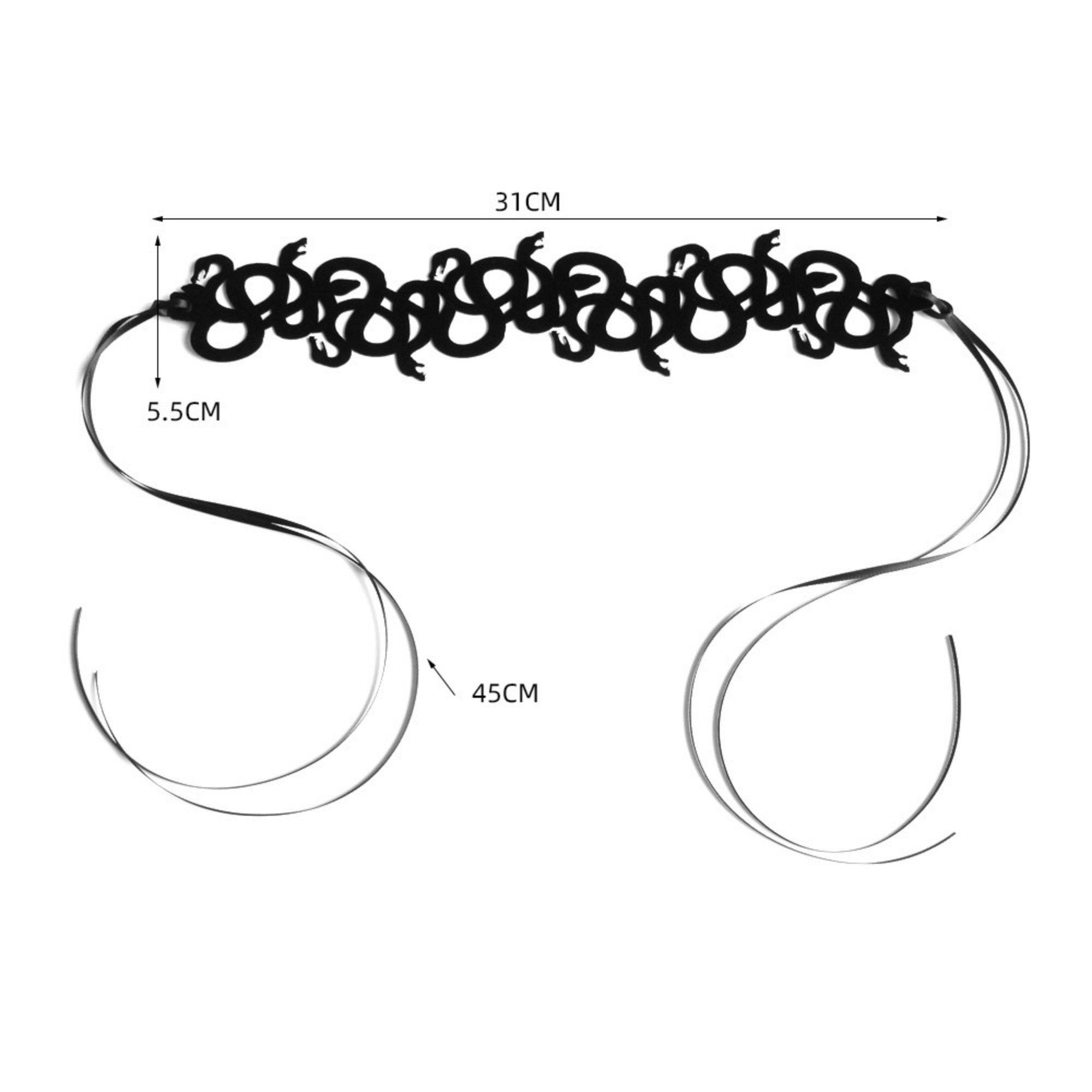 Halloween Black Coiled Snake Swarm Choker Necklace | Velvet Intertwined Serpent Cutwork Ribbon Tie Medusa Witch Dark Costume Jewelry