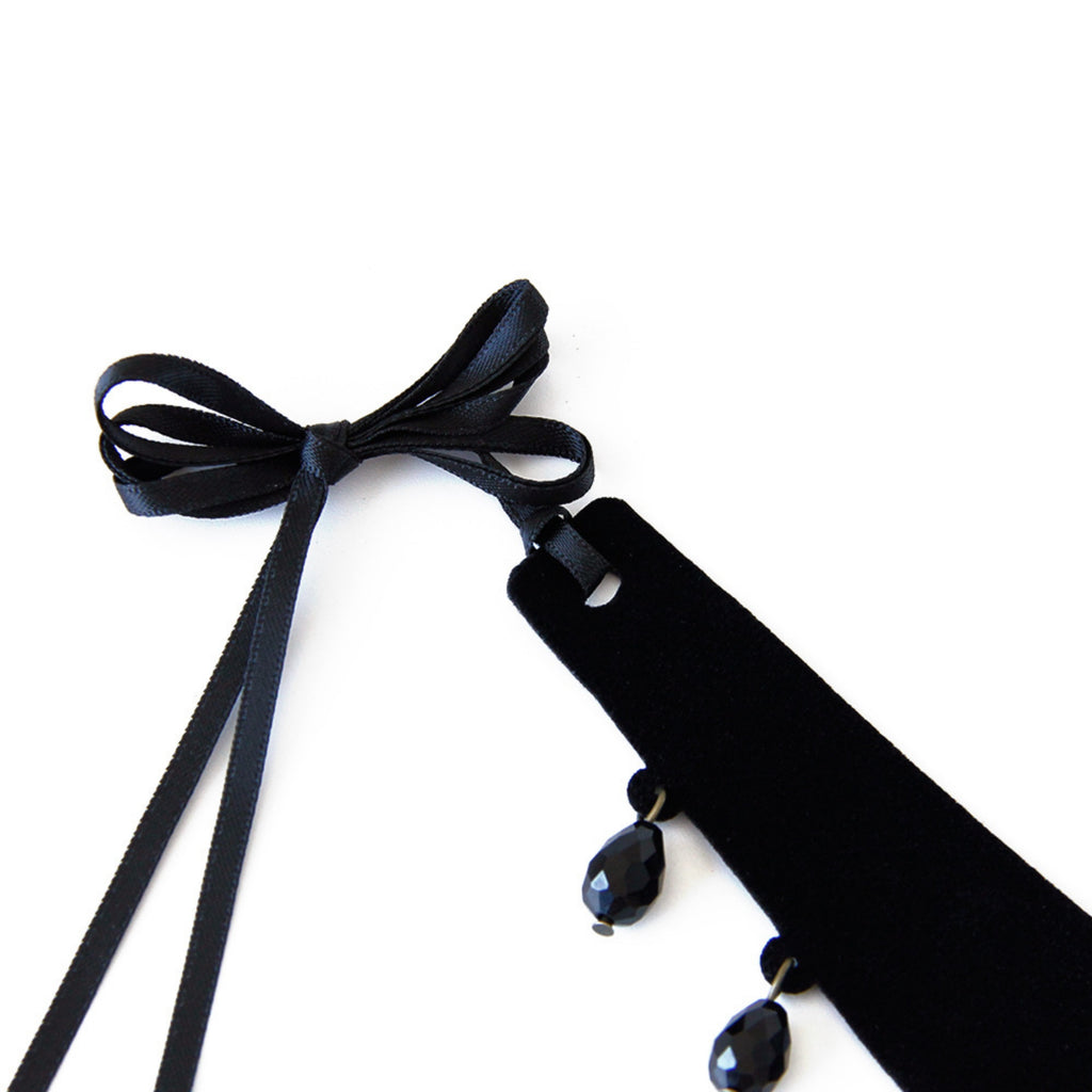 Black Velvet Choker Necklace | Gothic Crucifix Cross Crystal Drop Y2K Aesthetic Gift for Her | Dark Fairycore Jewelry