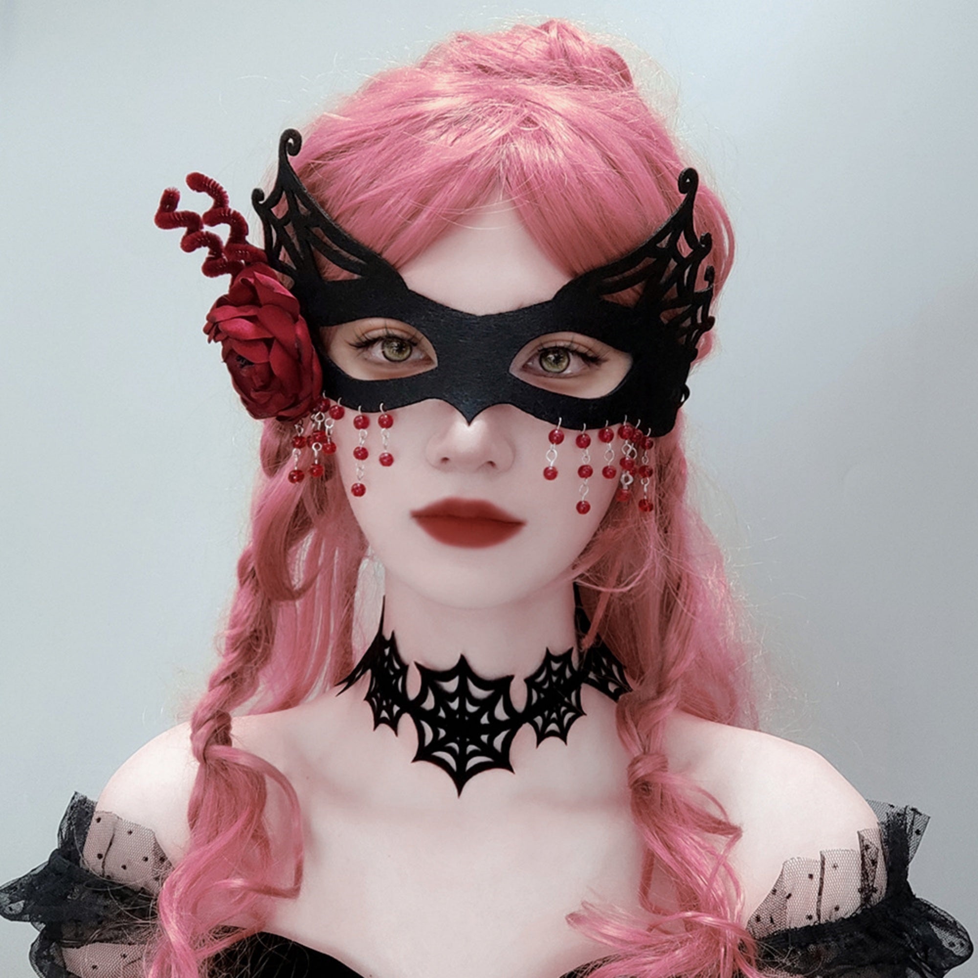 Halloween Gothic Black Spider Web Choker Necklace | Witch Spiderweb Dark Aesthetic Halloween Costume Jewelry