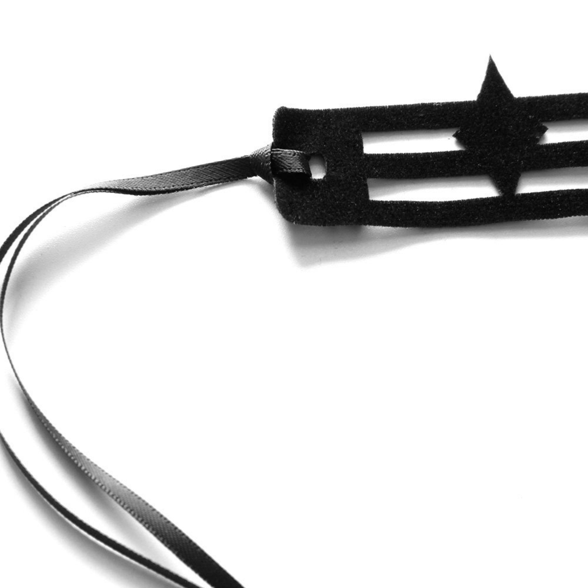 Halloween Gothic Black Star Cutout Choker Necklace | Eight-Pointed Star Row Leather Cord Tie Dark Y2K Punk Costume Jewelry