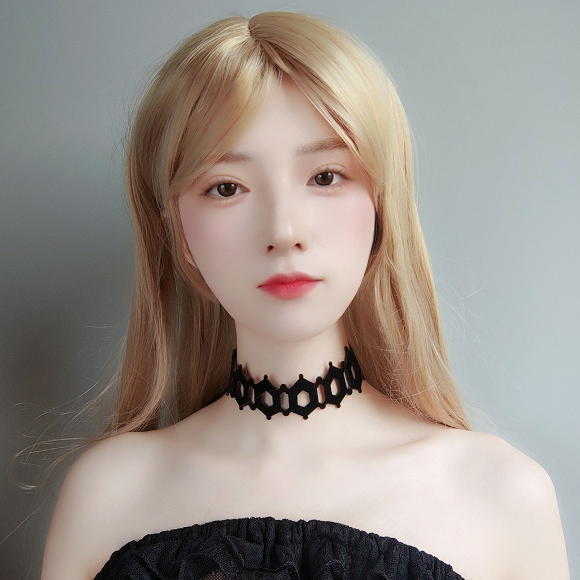 Black Hexagon Lattice Cutwork Choker Necklace | Geometric Honeycomb Ribbon Tie Gothic Y2K Dark Aesthetic Halloween Jewelry