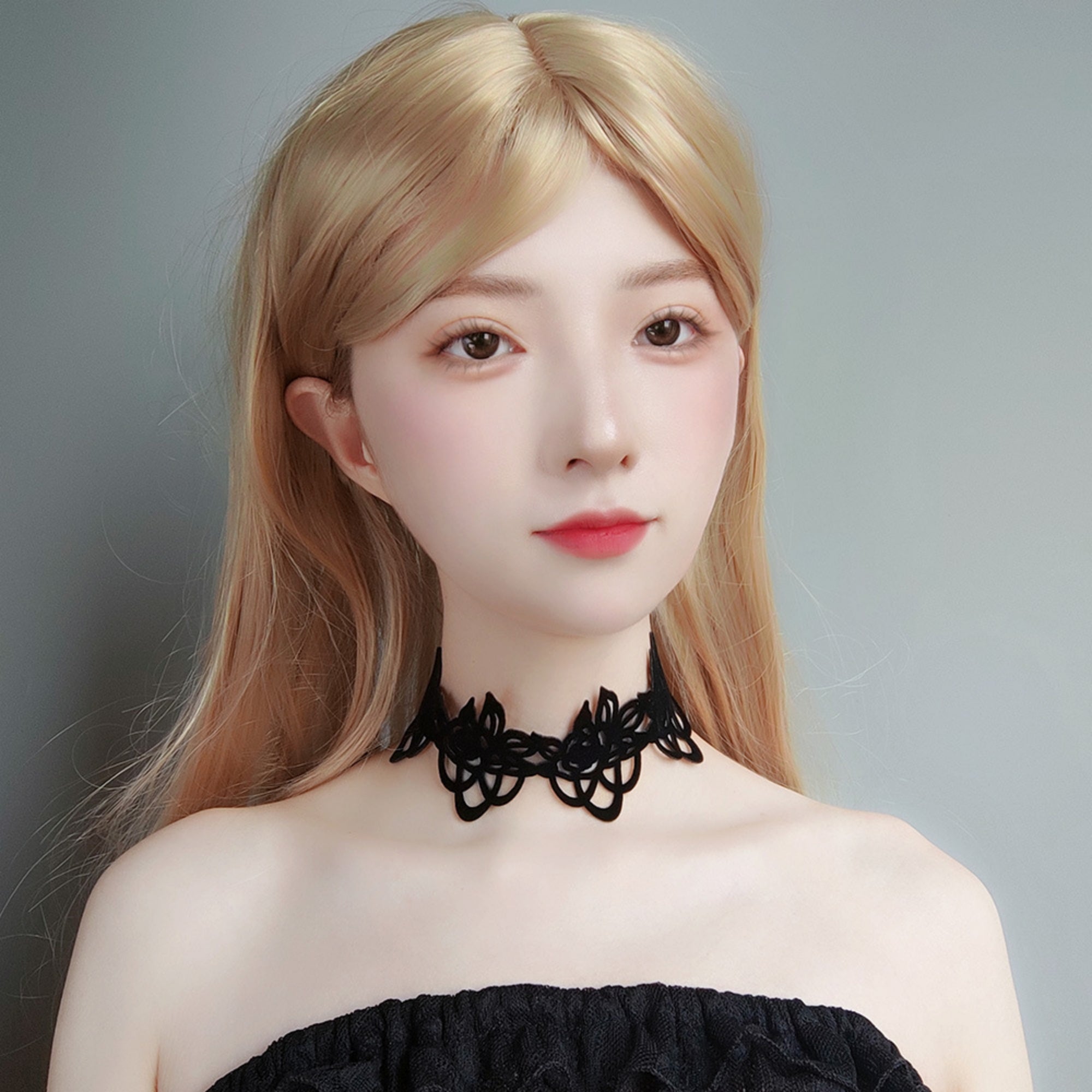Black Velvet Floral Lattice Cutwork Choker Necklace | Geometric Lace Pattern Ribbon Tie Gothic Lolita Dark Aesthetic Halloween Jewelry