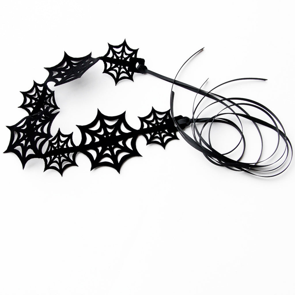 Halloween Gothic Black Spider Web Choker Necklace | Witch Spiderweb Dark Aesthetic Halloween Costume Jewelry