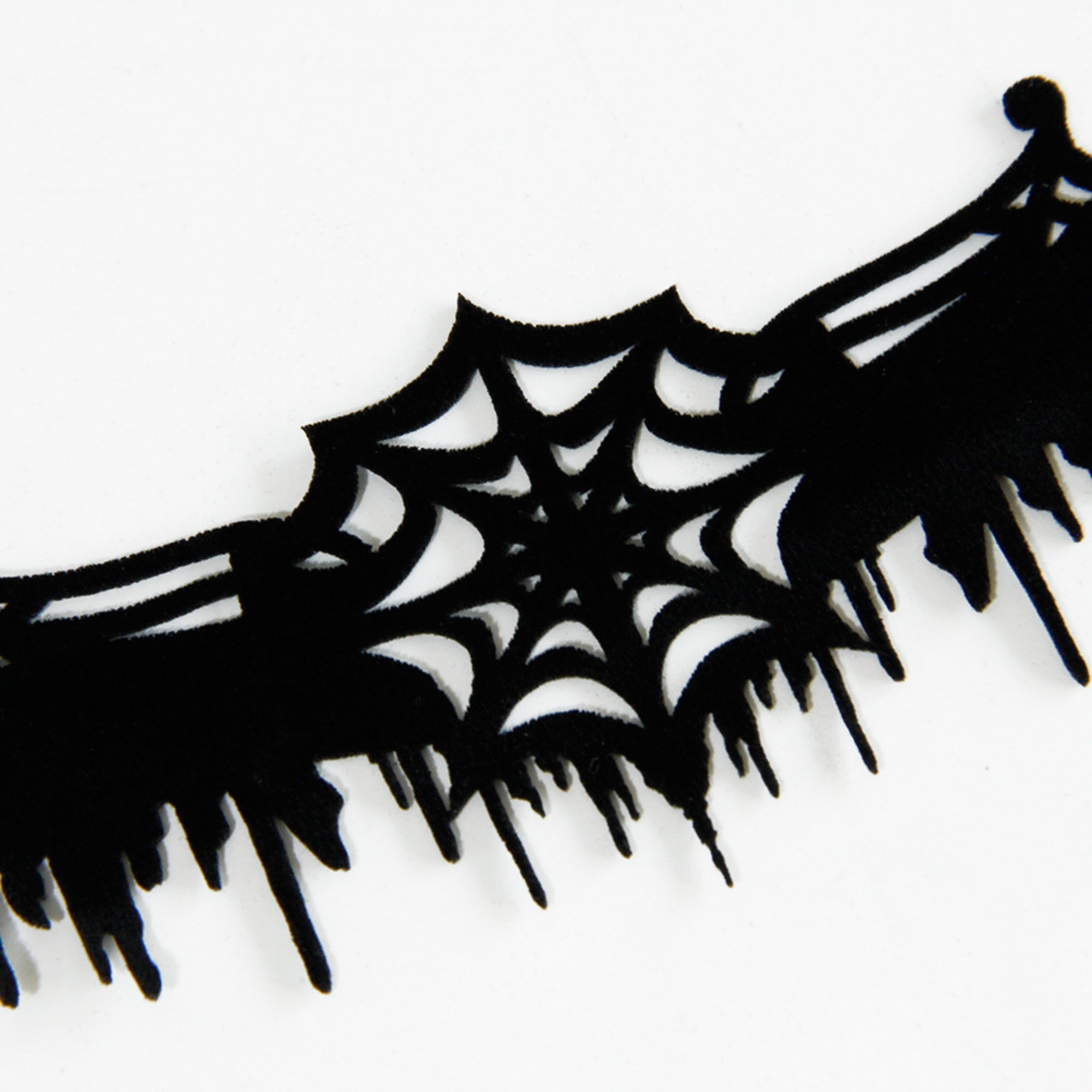 Halloween Gothic Black Spiderweb Choker Necklace | Wide Cutwork Spike Edge Ribbon Tie Witch Dark Jewelry