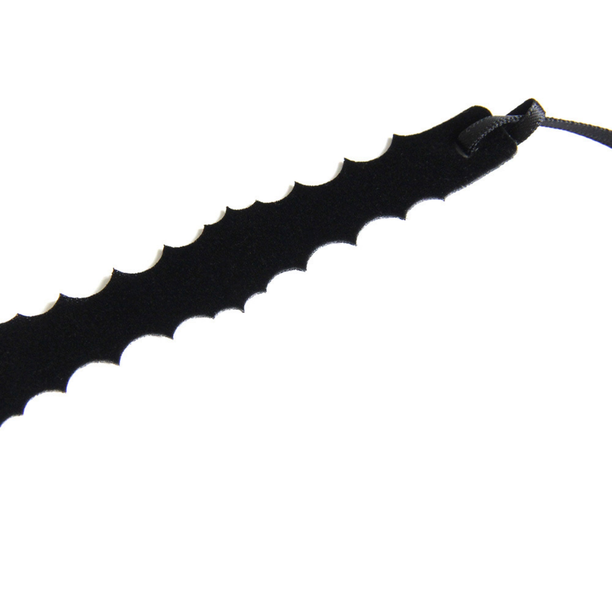 Black Slim Scallop Wave Edge Choker Necklace | Ultra Fine Dual Leather Cord Tie Gothic Minimalist Dark Aesthetic Halloween Jewelry