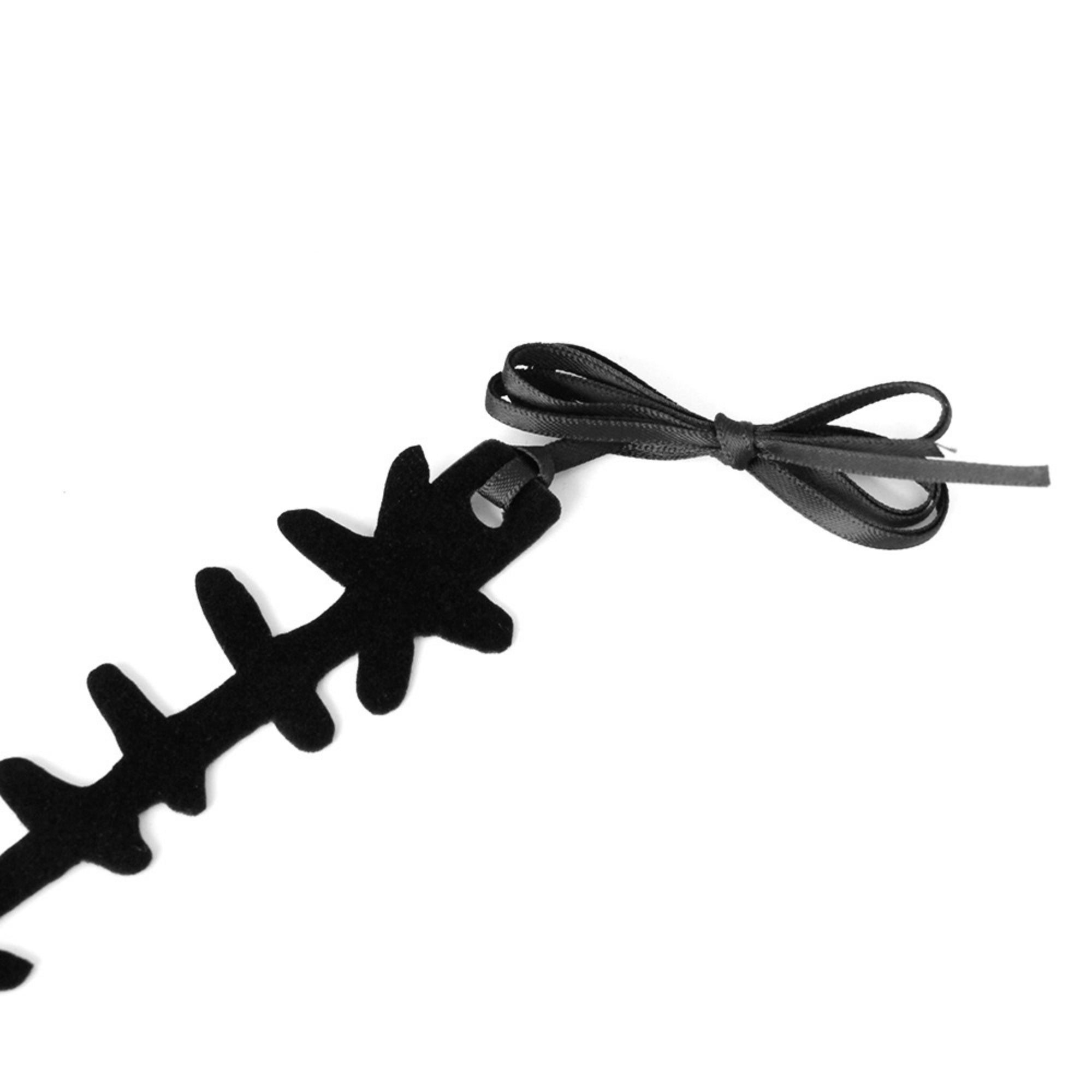 Gothic Black Velvet Thorn Vine Choker Necklace | 3D Rose Ribbon Tie Dark Romance Halloween Vampire Jewelry