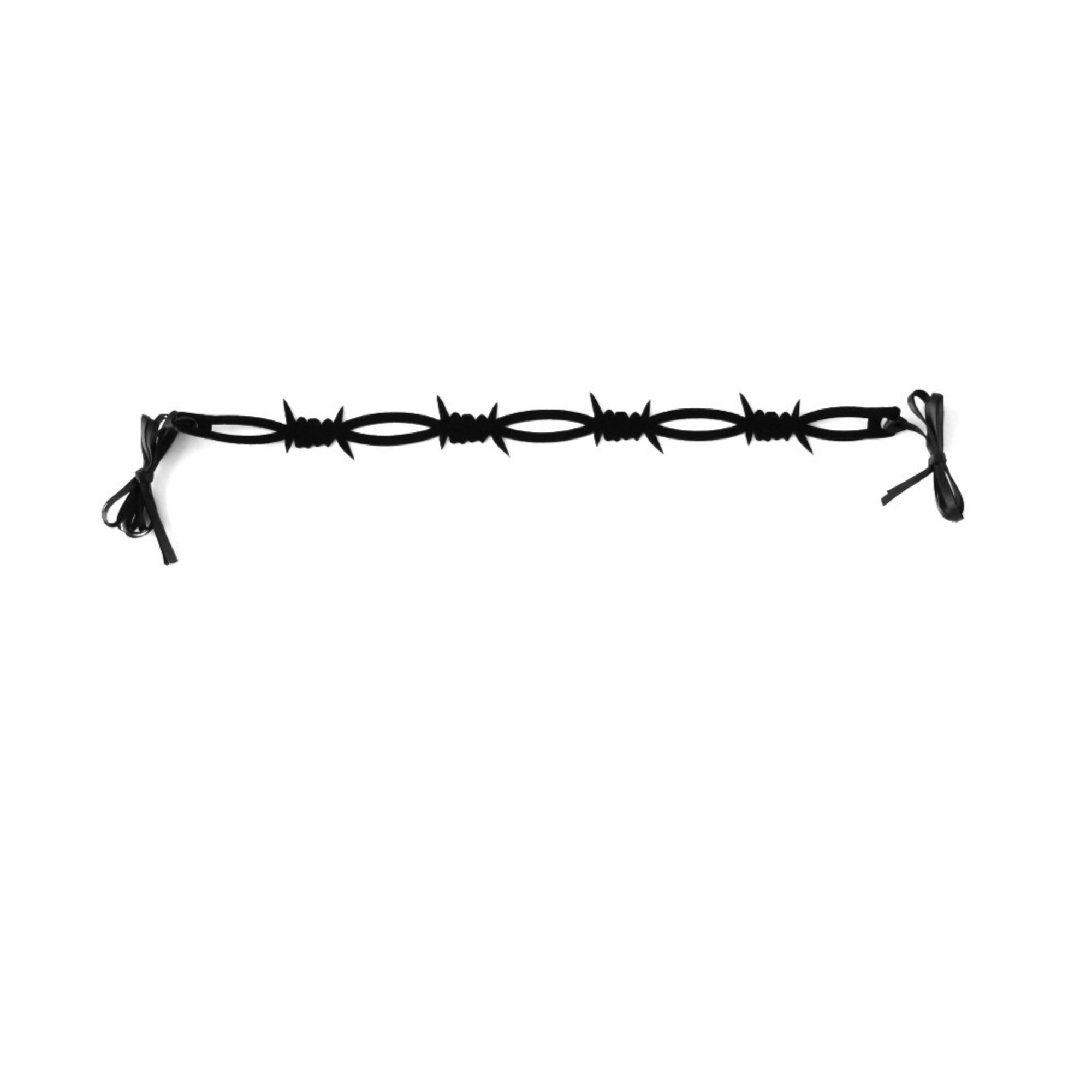Gothic Punk Black Barbed Wire Choker Necklace with Ribbon Ties | Dark Aesthetic Halloween Grunge Y2K Jewelry