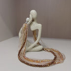 Handmade Multi-Strand Gold Crystal Twisted Choker Necklace | Champagne Layered Statement Collar