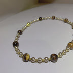 Handmade Tiger Eye & Metal Bead Choker Necklace | Natural Stone Silver Gold Spacer