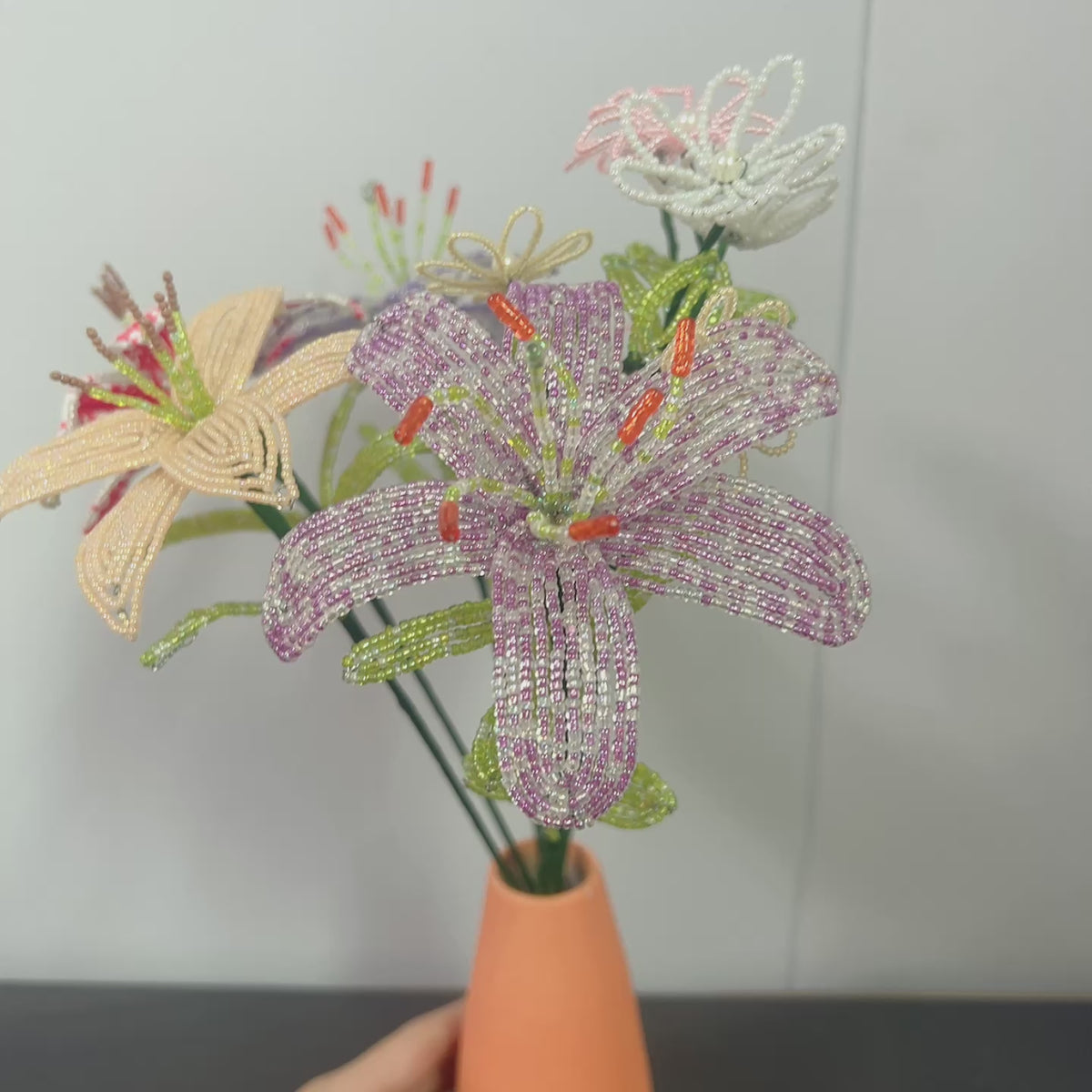 Handmade Deluxe French Beaded Flower Bouquet | Luxury Everlasting Botanical Centerpiece