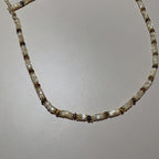 Handmade Cream Seed Bead & Gold Metal Bead Choker Necklace | Minimalist Everyday Jewelry