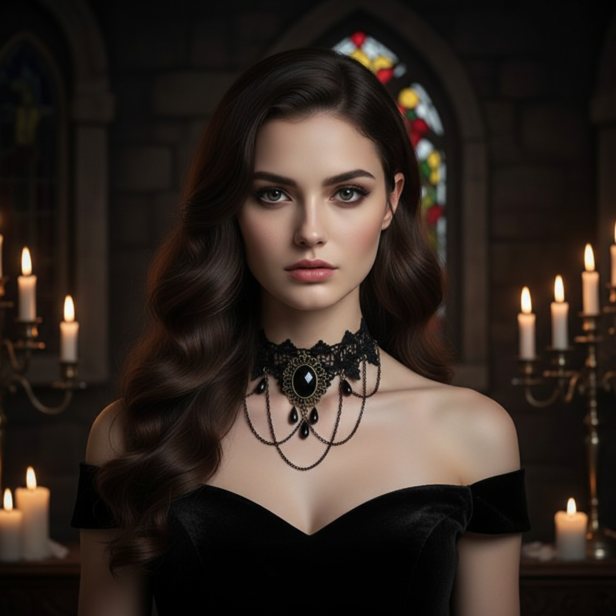 Victorian Lace Choker Model 1